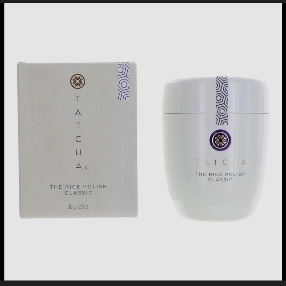 Tatcha Rice Polish Classic in Elegant White with Purple Detail